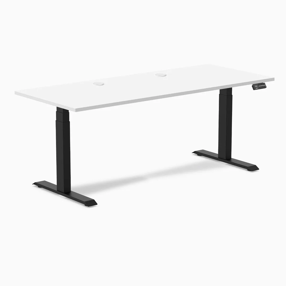 Desky Desky Dual Laminate Sit Stand Desk White 70.9 x 29.5 in Matte Black — product photo