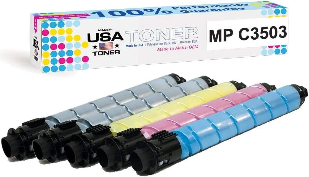 MADE IN USA TONER MADE IN USA TONER Compatible Ricoh MP C3003 C3004 C3504 5 Pack (2Bk 1C 1M 1Y) — product photo