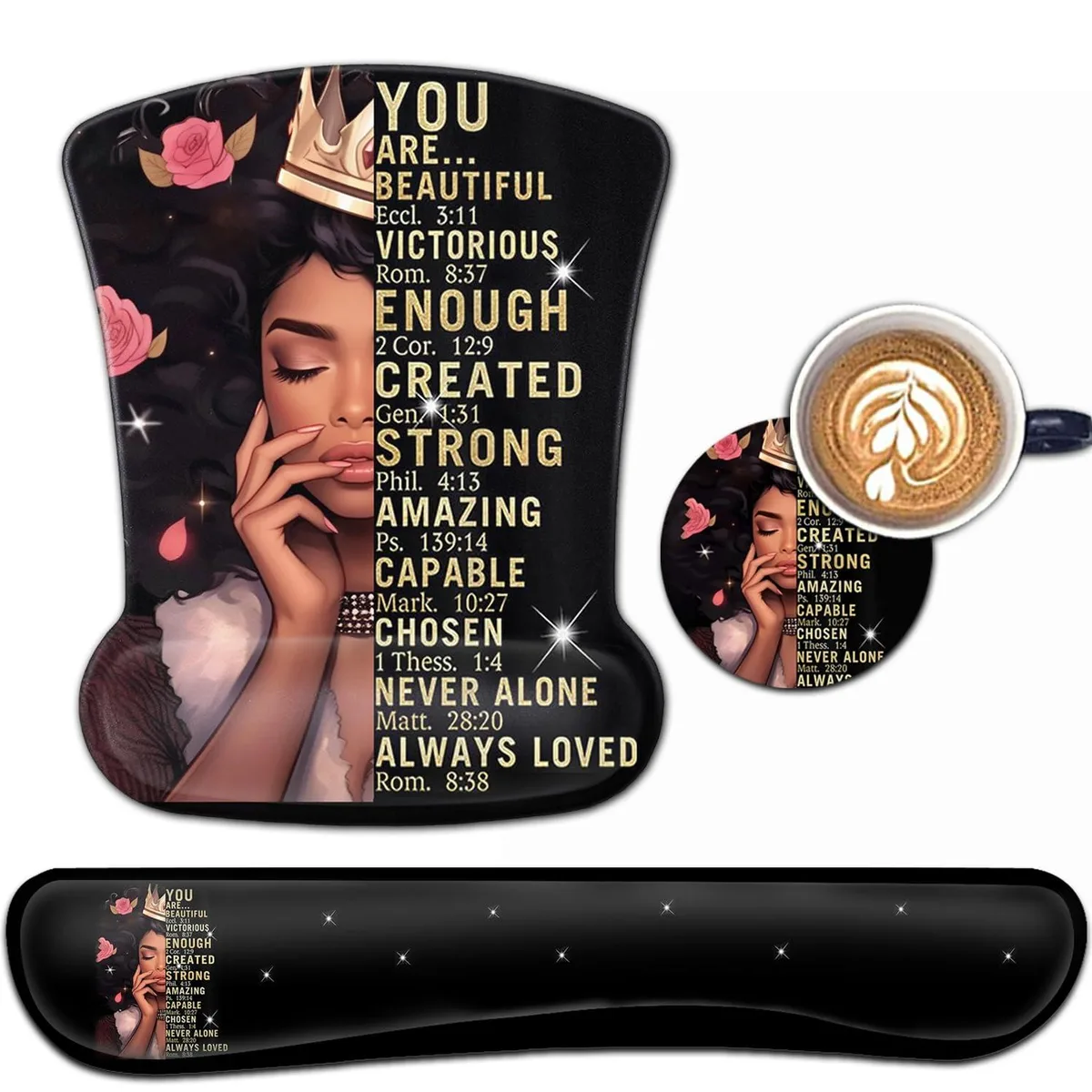 YVBHCGGGF YVB-Mouse Pad -6-A-31 mouse pad wrist rest set 17.2 x 7.3 in black — product photo