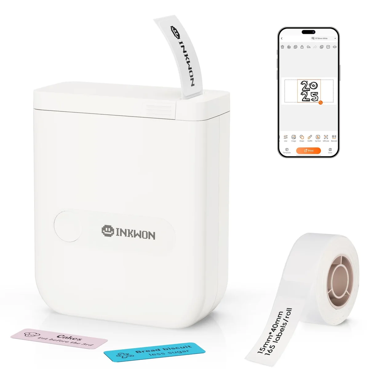 InkWon D110 Bluetooth label printer 15×30 mm 0.12 kg — product photo
