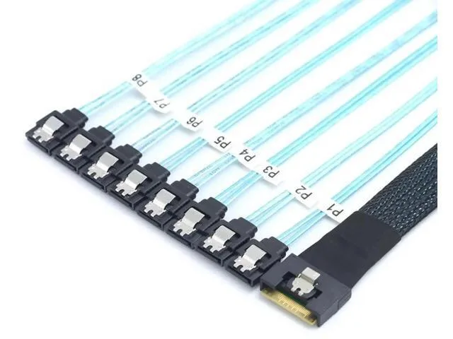 Fervit Fervit SFF-8654 8i to 8×SATA cable .5 m 32AWG 24Gbps — product photo