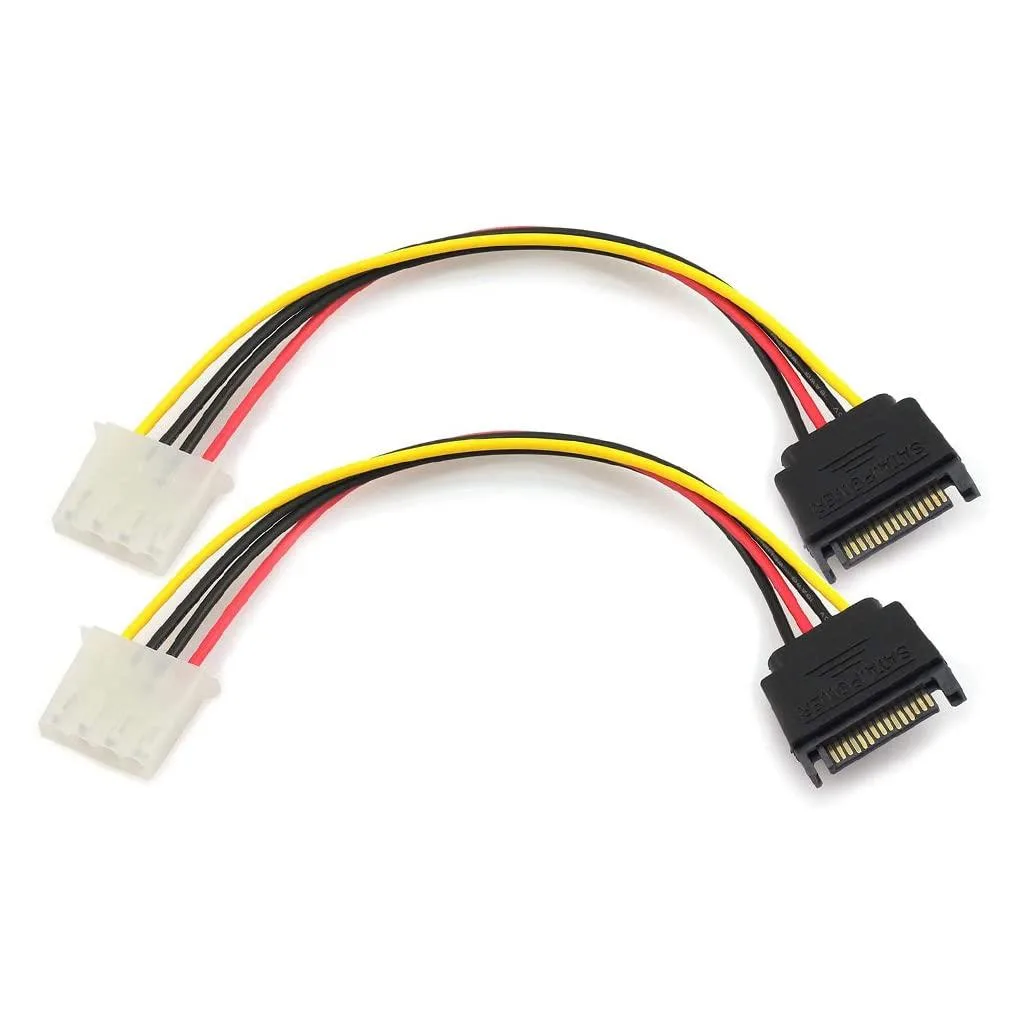 Vszerda Vszerda SATA 15-pin male to Molex 4-pin female power cable 18cm 2-pack — product photo