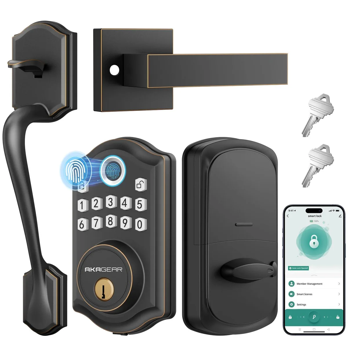 DNBeffulgent DNBeffulgent DS10 Pro Fingerprint Keypad Key Control Oil Rubbed Bronze — product photo