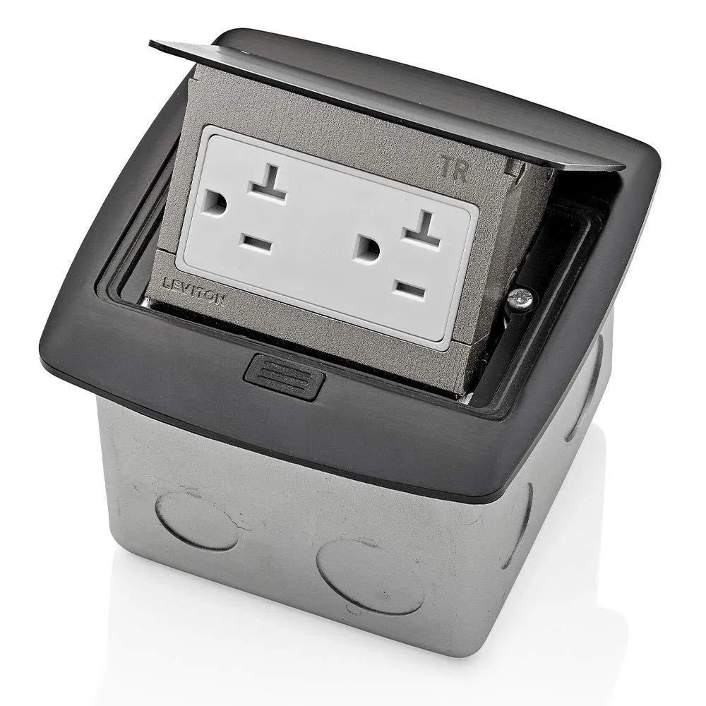  Pop-Up Floor Box 20 Amp Tamper-Resistant Outlet Black PFTR2-MB — product photo