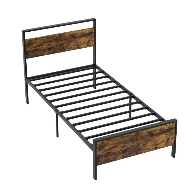 SlickBlue SlickBlue Twin Metal Bed Frame with Wooden Headboard 39.5" W 79" L 12.5" Clearance — product photo