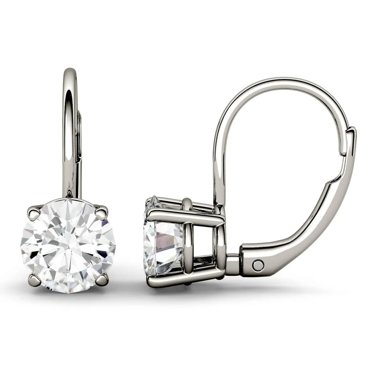 Charles &amp; Colvard Charles &amp; Colvard 6.5mm Round Leverback Earrings 2.00cttw DEW — product photo