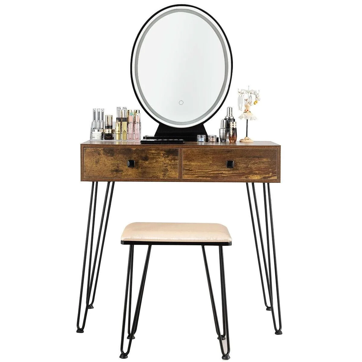 SlickBlue SlickBlue Industrial Makeup Dressing Table 31.5" 3 Lighting Modes — product photo