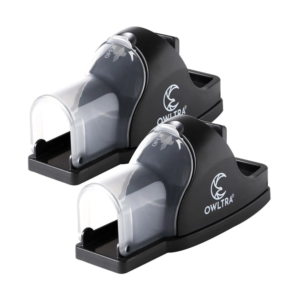 Black plastic tunnel snap mouse trap, two pack