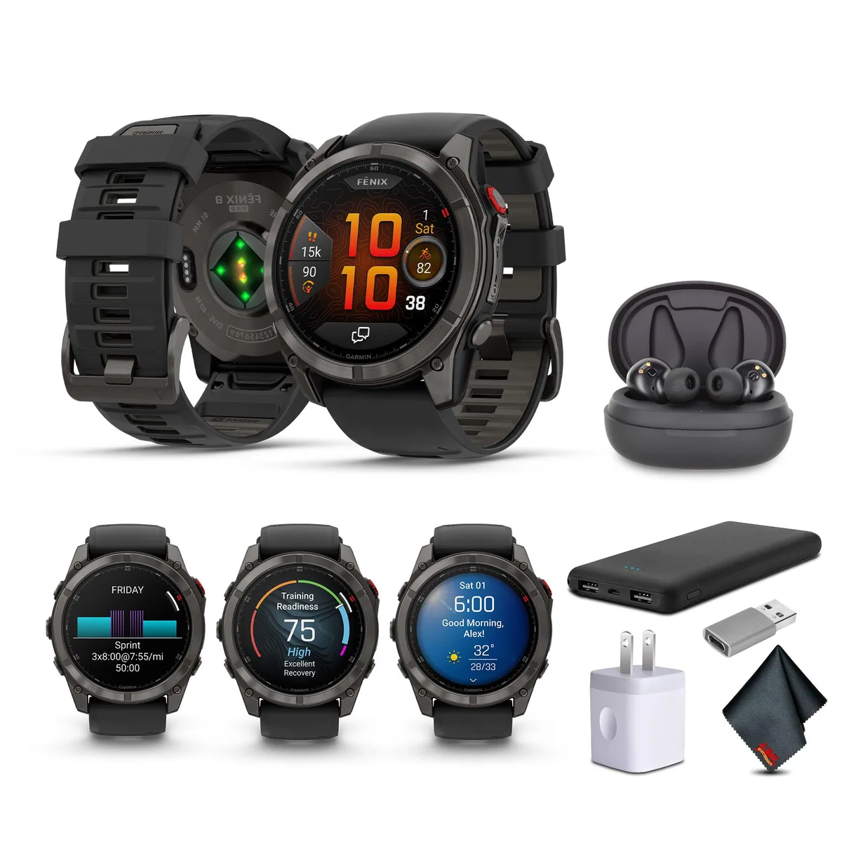Garmin Garmin Fenix 8 Pro 51mm Sapphire Carbon Gray DLC Titanium Bundle wearable technology — product photo