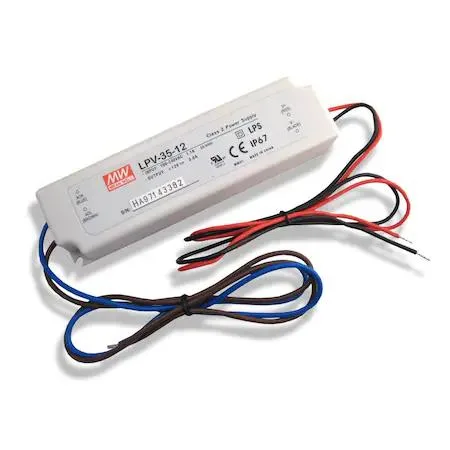 Small rectangular black driver enclosure with side cable entries