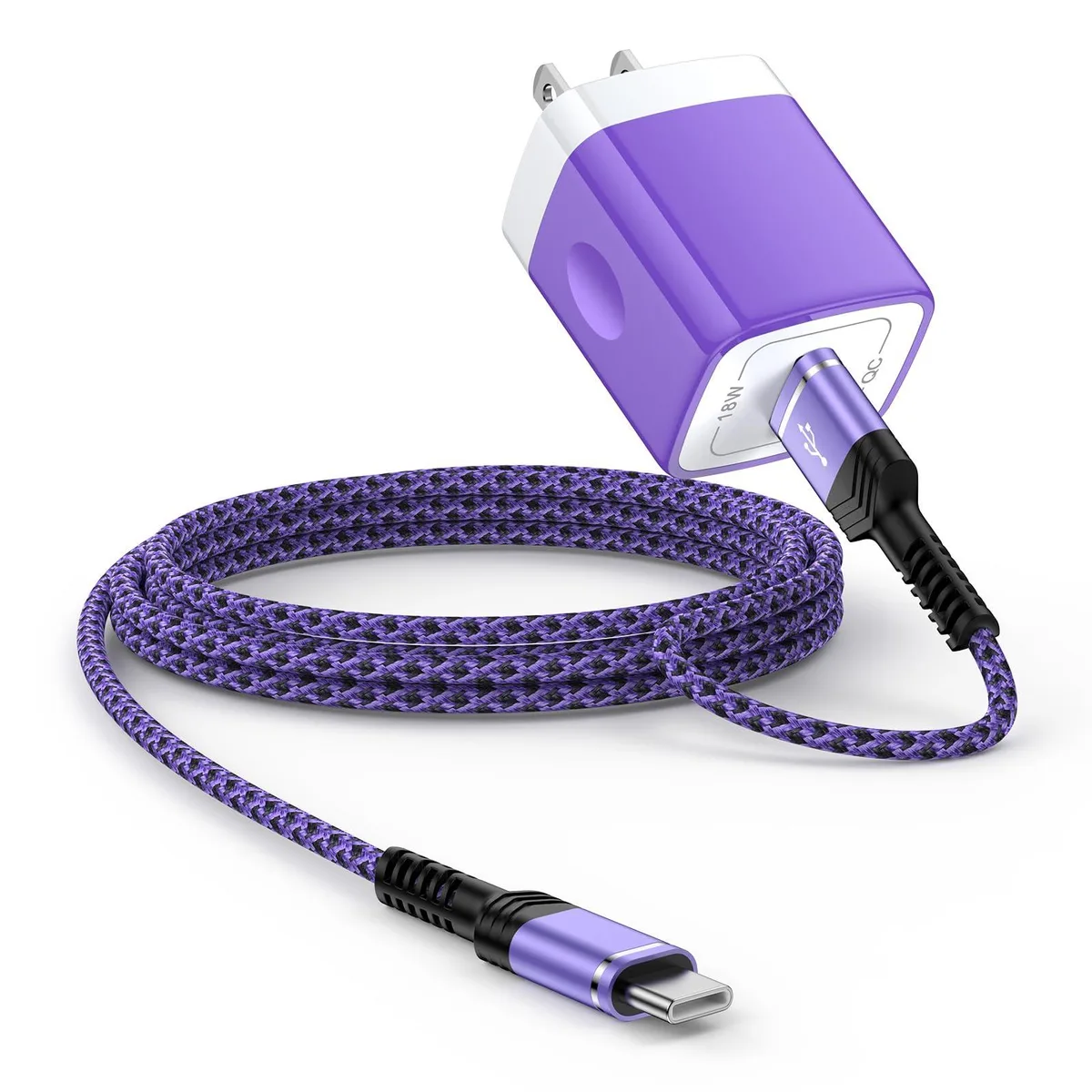  Niniber BYHA-002 Samsung USB-C Charger Kit Purple 6ft Cable 18W — product photo