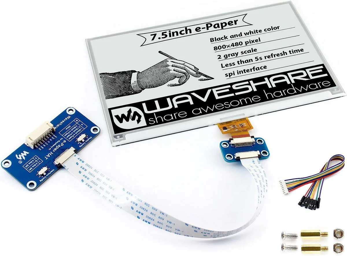 WaveShare WaveShare 7.5inch E-Ink Display HAT 800x480 Black White SPI — product photo