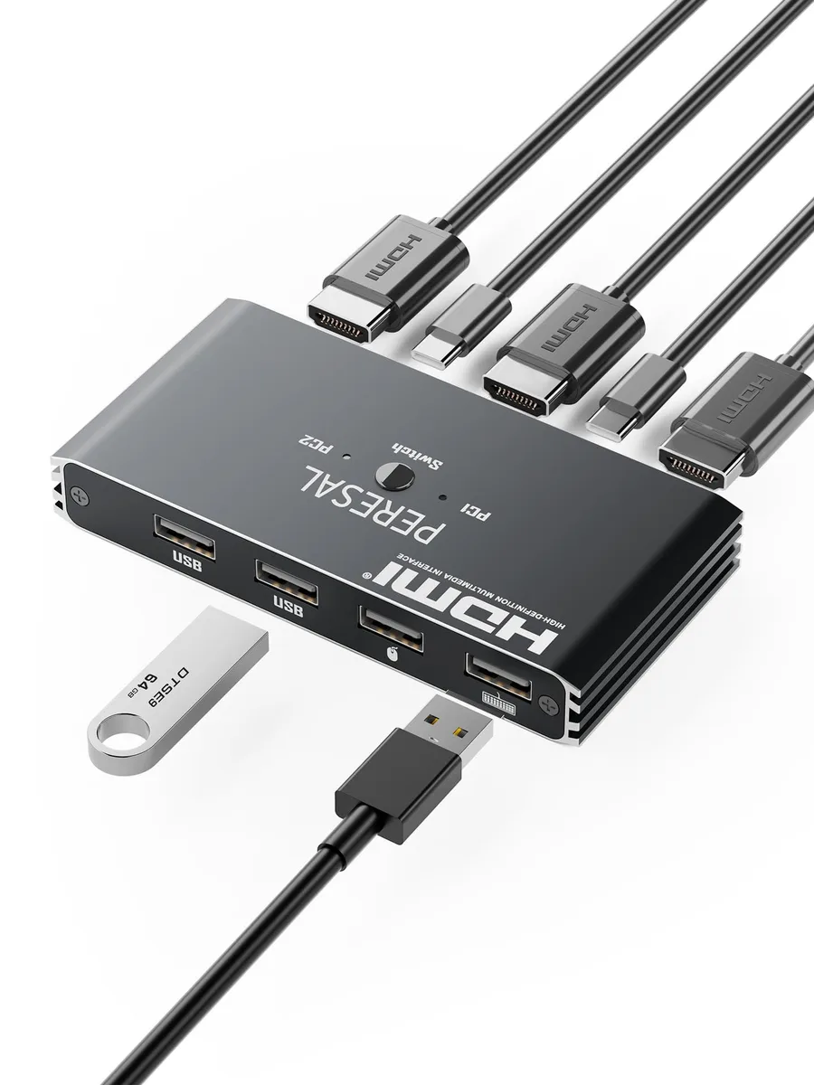  TRENDnet KVM Switch k1-1A 2 computers 1 monitor 4K@60Hz 4 USB 2.0 ports — product photo