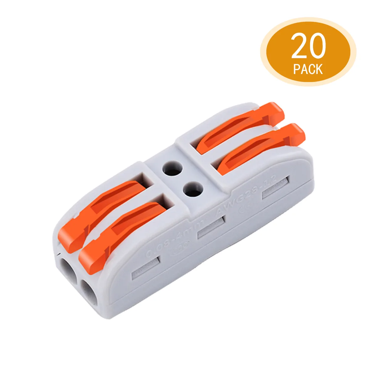 GREENCYCLE GREENCYCLE 2 Conductor Lever-Nut Wire Connectors 28-12 AWG 20 Pcs — product photo