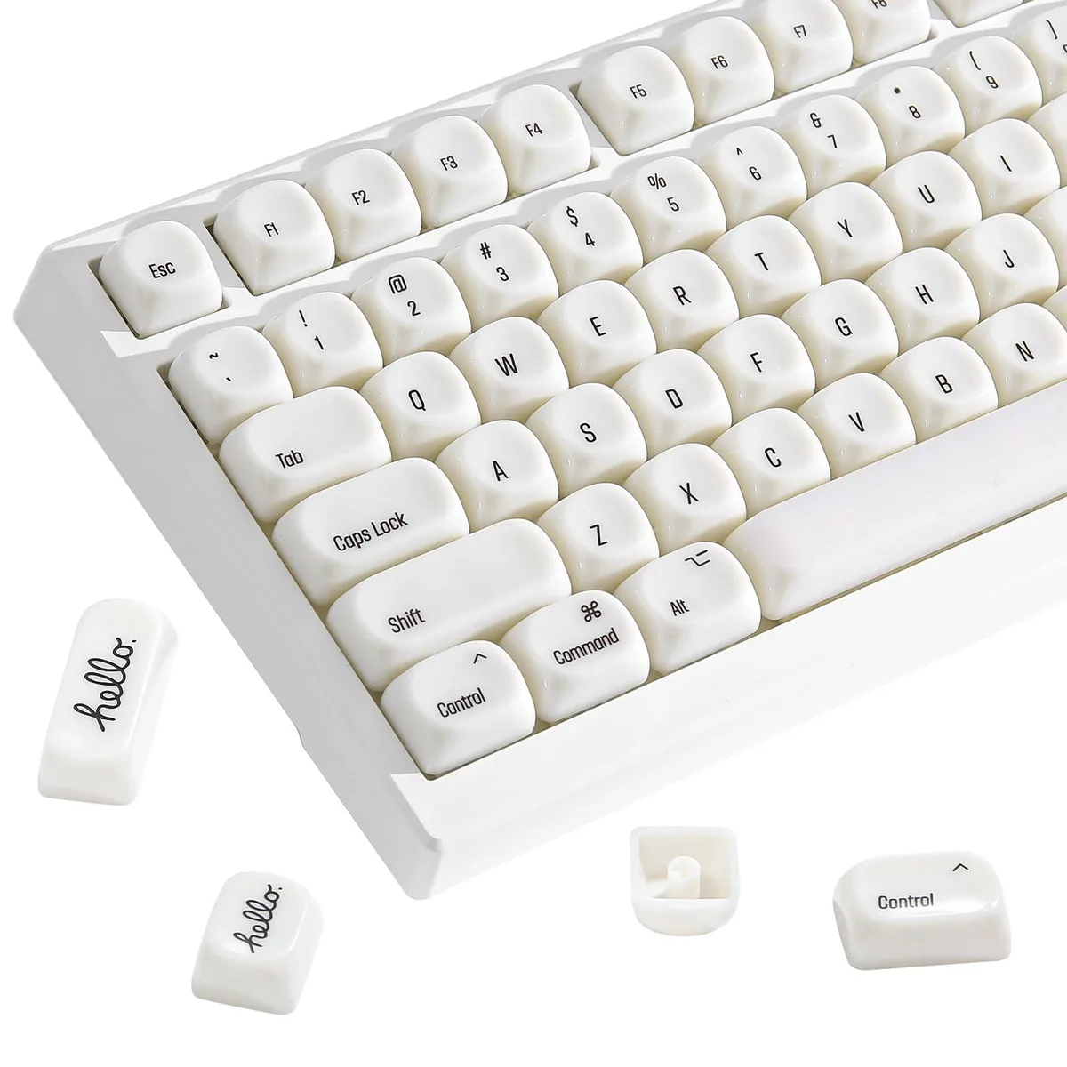  YUNZII 126 Keys MOA Ceramic-Style PC Dye-Sub Keycaps White — product photo
