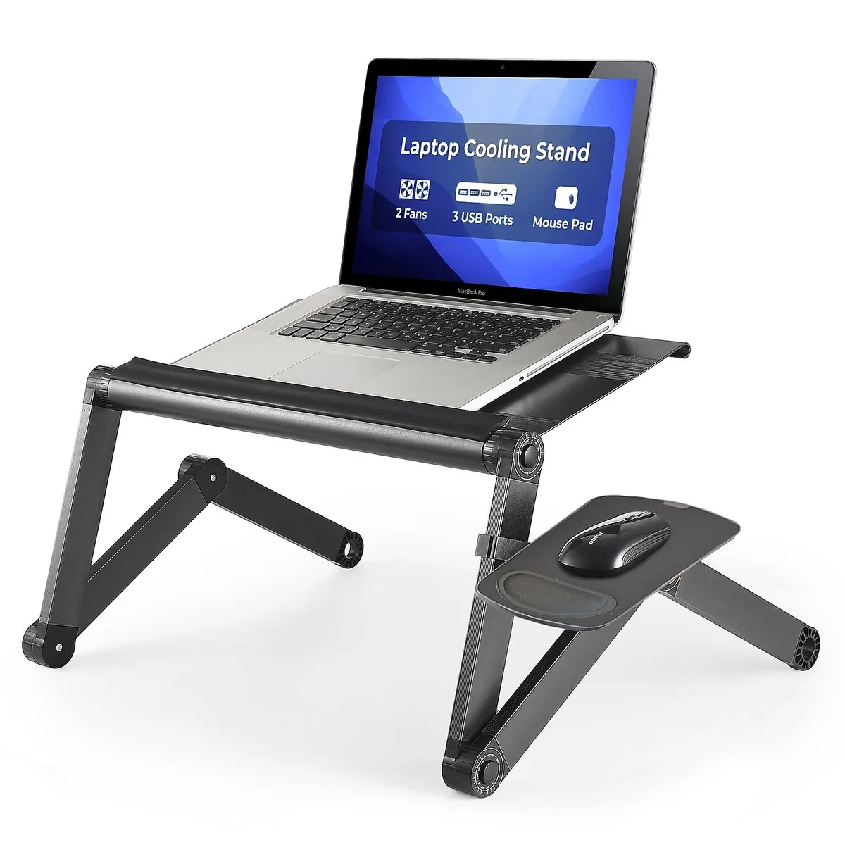 Uncaged Ergonomics Uncaged Ergonomics WorkEZ Cool Laptop Cooling Stand Black 18x11" 2 fans 3 USB 21" height — product photo