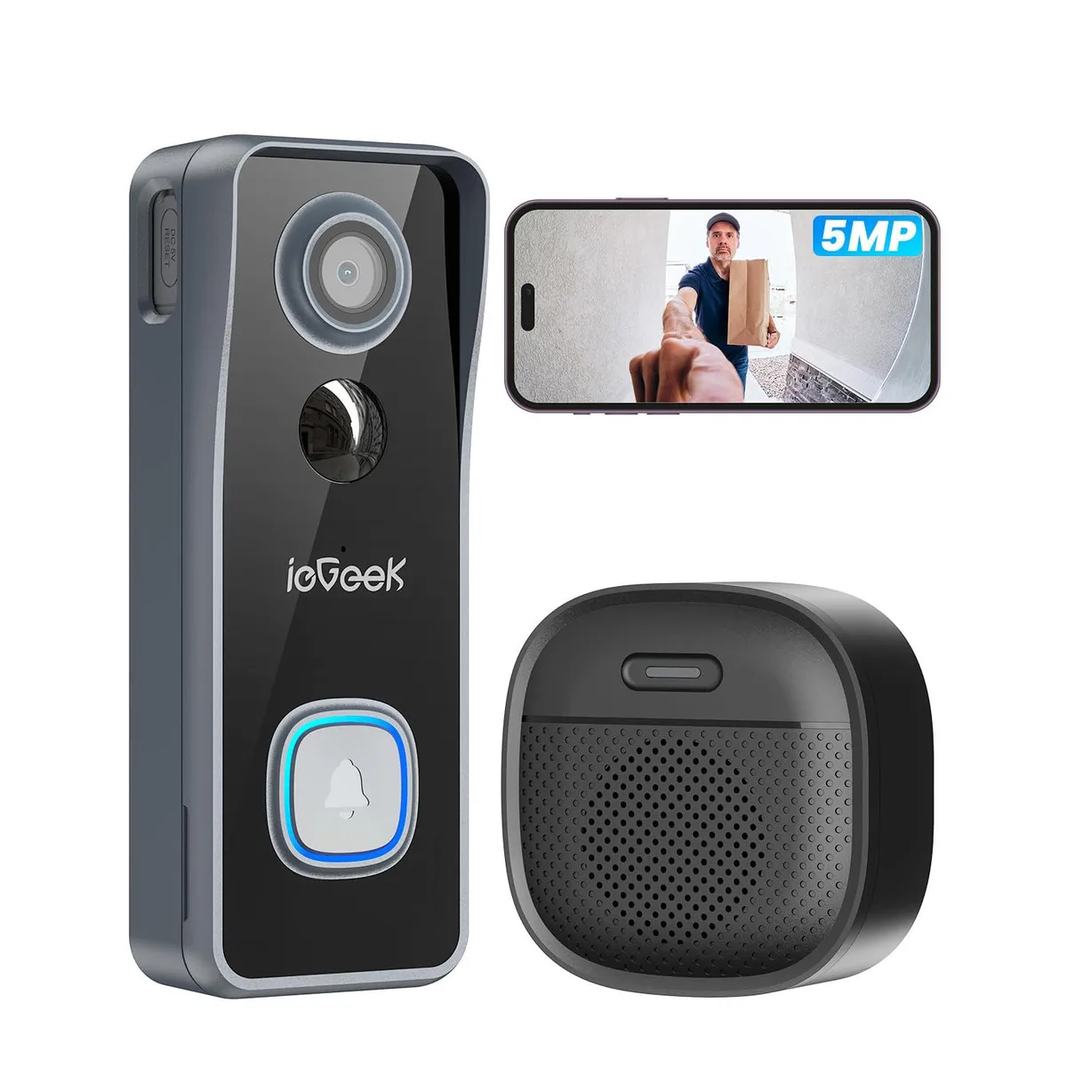 ieGeek ieGeek DB0011GYIG 5MP Video Doorbell Gray — product photo