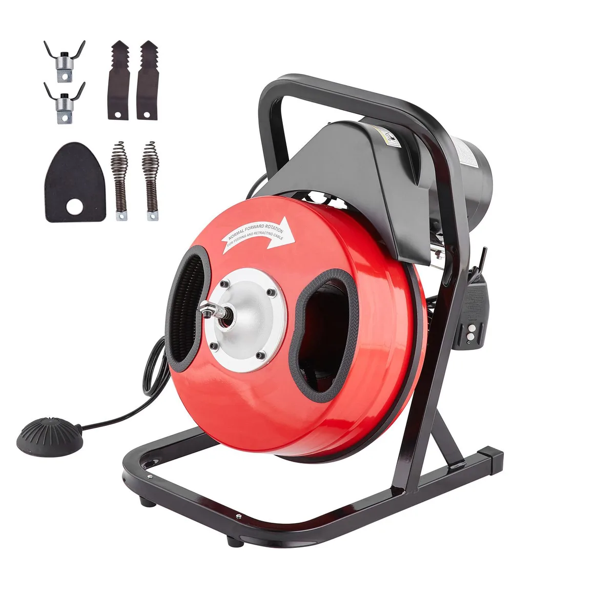 VEVOR VEVOR Drain Cleaner Machine 50 ft 1/2 in Manual Feed 4 Cutters Air Foot Switch — product photo