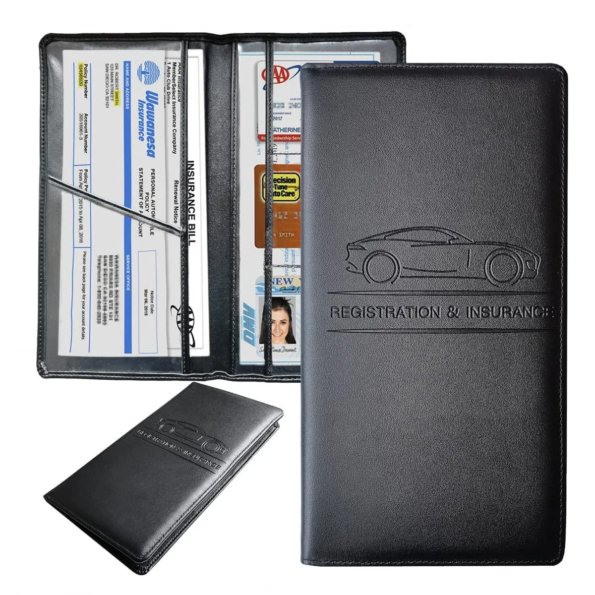  ZYAQUDEC Cl1001 Black Faux Leather Keyholder 9.45 x 5.12 in — product photo