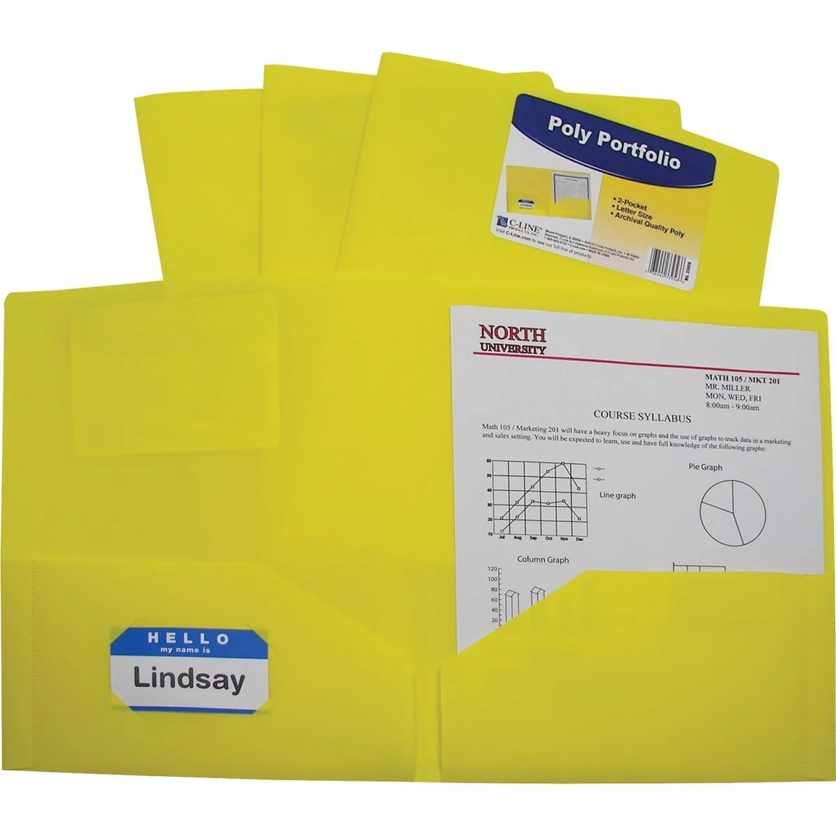 C-Line C-Line 33956 Two-Pocket Poly Portfolio Folder Yellow — fotografie produktu