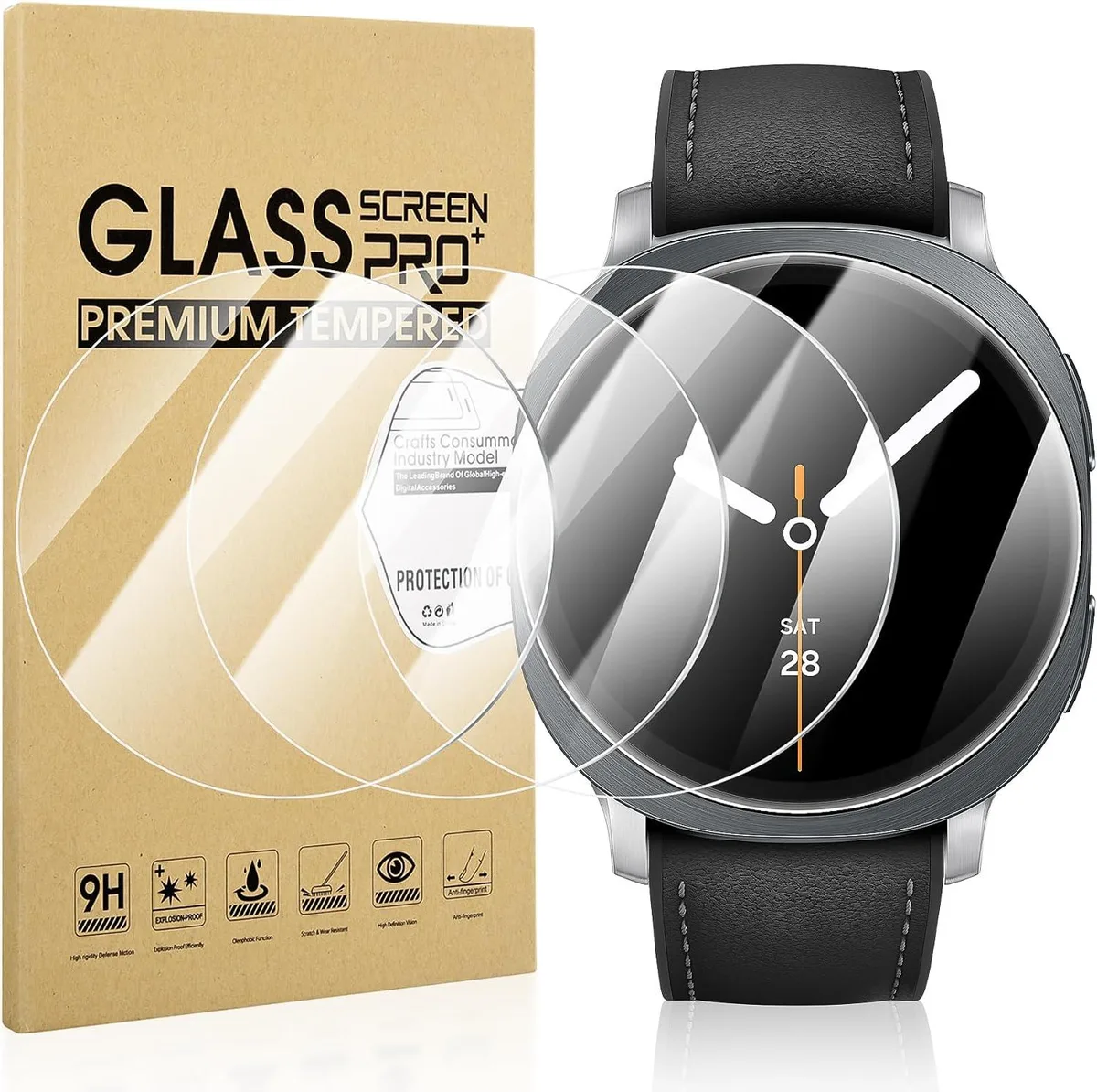 ETEIZU ETEIZU Galaxy Watch 8 44mm Tempered Glass Screen Protector 4-Pack — product photo