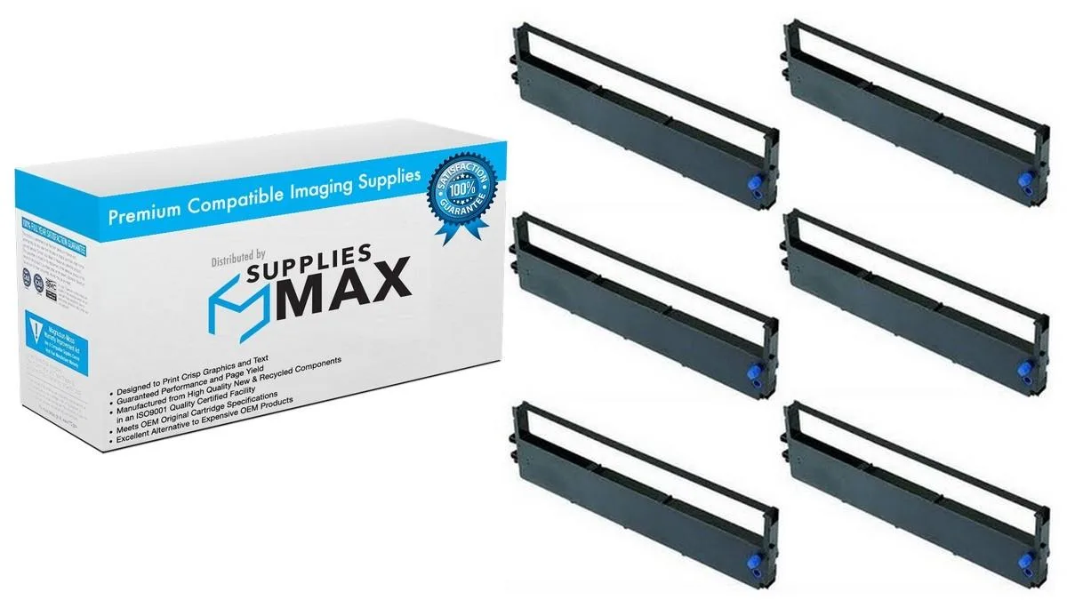 SuppliesMax SuppliesMax IBM InfoPrint 6328829 Black Printer Ribbon 6 Pack — product photo