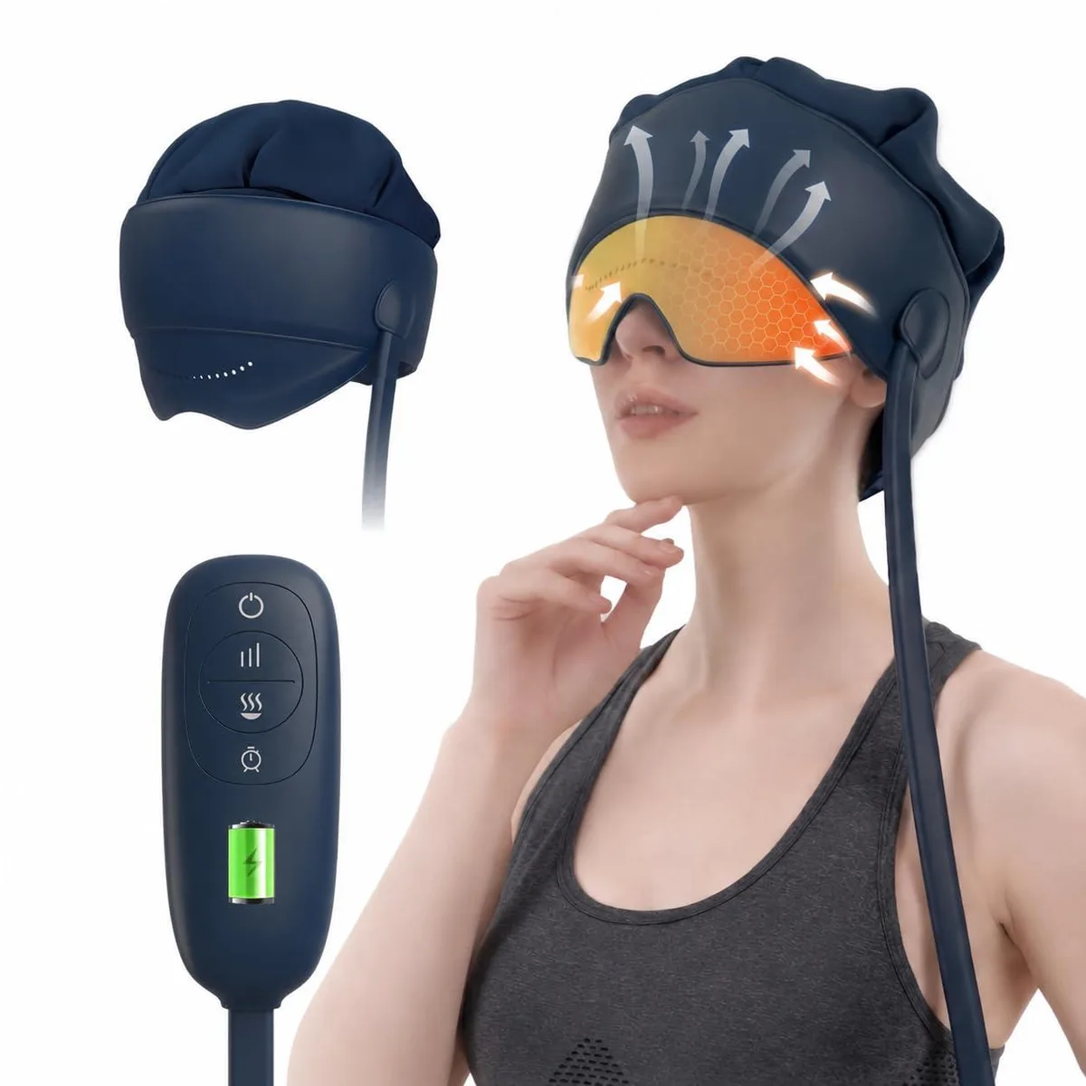 Dark blue head and eye massager with remote control