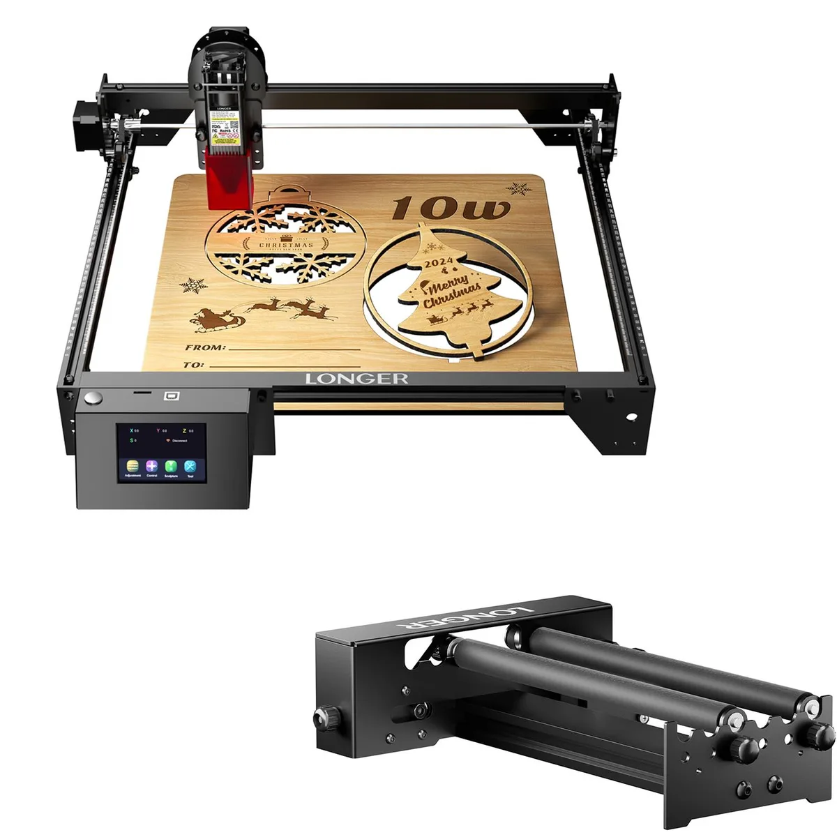 LONGER LONGER RAY5 10W Laser Engraver with Rotary Roller — product photo