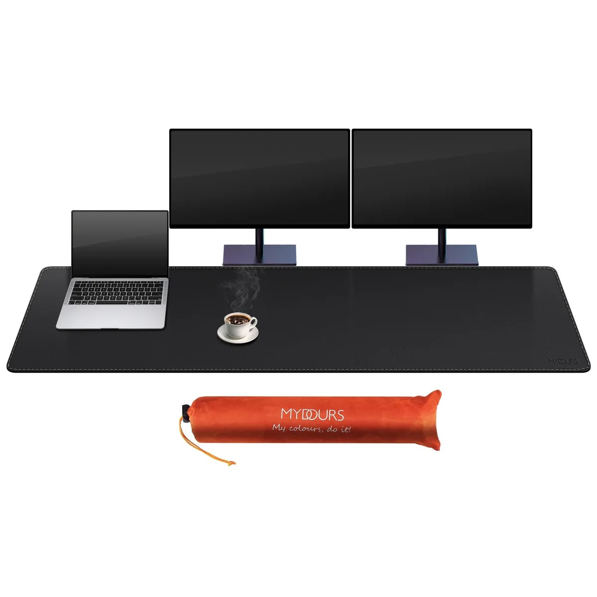Mydours Mydours PU Leather Desk Pad 67"x15.7" Black 2 in 1 accessory — product photo