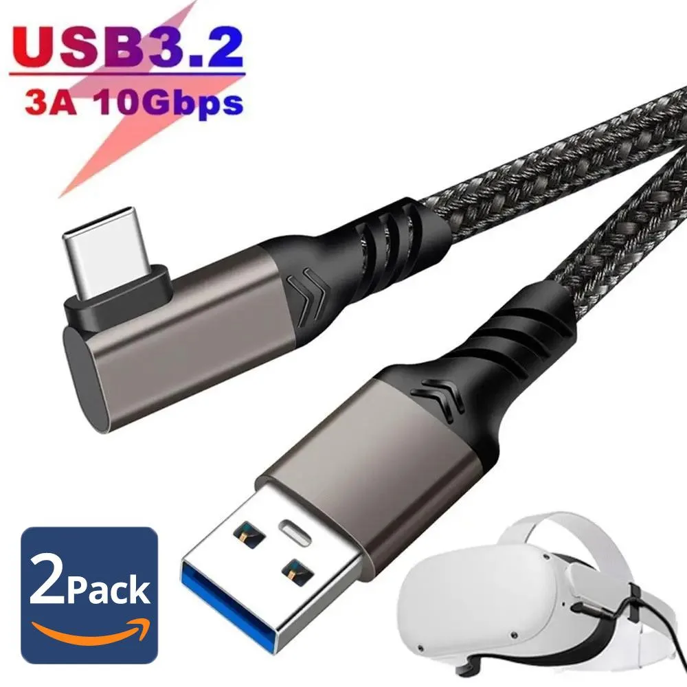 Jansicotek Jansicotek PQ126 USB 3.2 A to C Right Angle Braided Cable 6.6FT 2-Pack — product photo