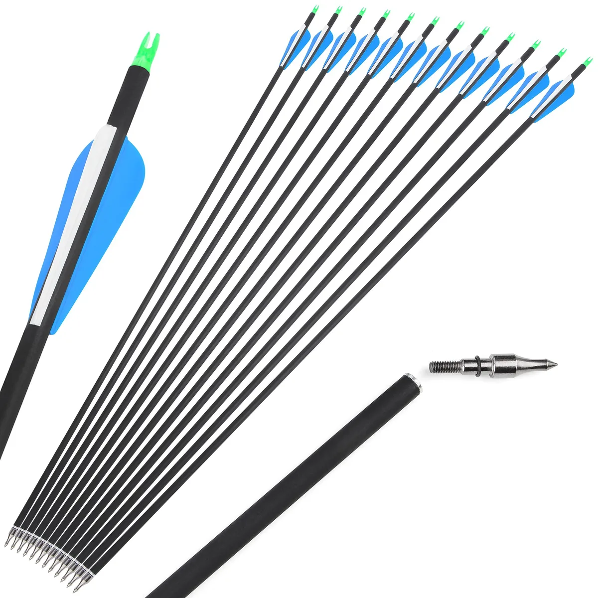 wolfman wolfman 31" Carbon Arrows 500 Spine 100gr Tips 12pk Blue/White — product photo