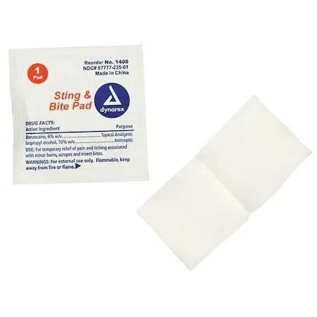 White corrugated box containing 3000 bite and sting relief wipes