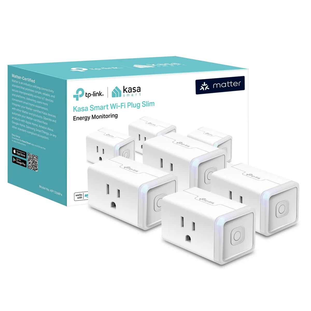 TP-Link TP-Link KP125M Matter Smart Plug 15A 1800W 2.4GHz White 4-Pack — product photo