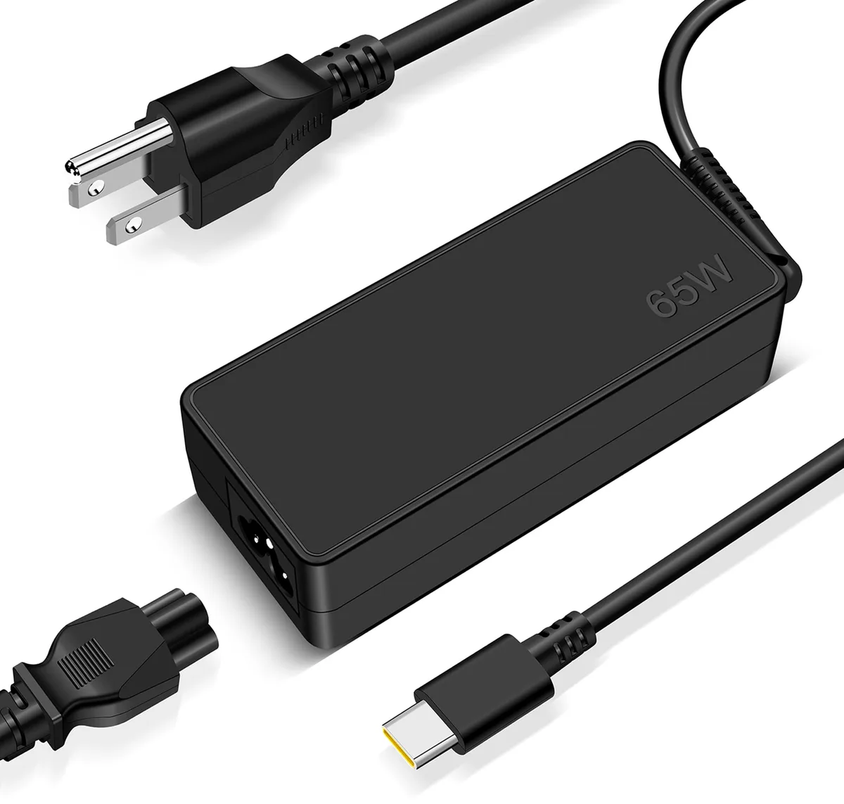 Compact black USB-C wall charger with detachable cable