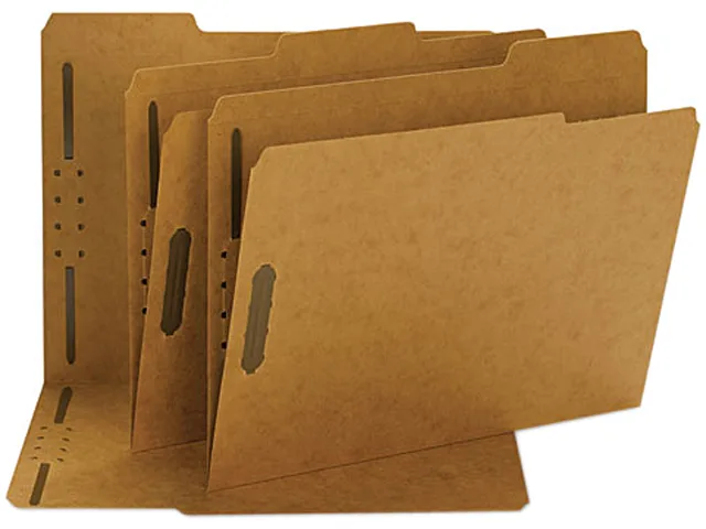 Kraft file folders with two fasteners, 50 per box