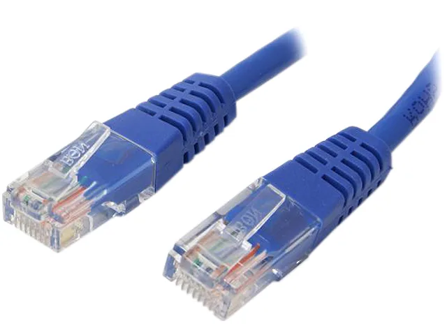 Blue Cat5e Ethernet patch cable, 7 ft, molded RJ45 connectors