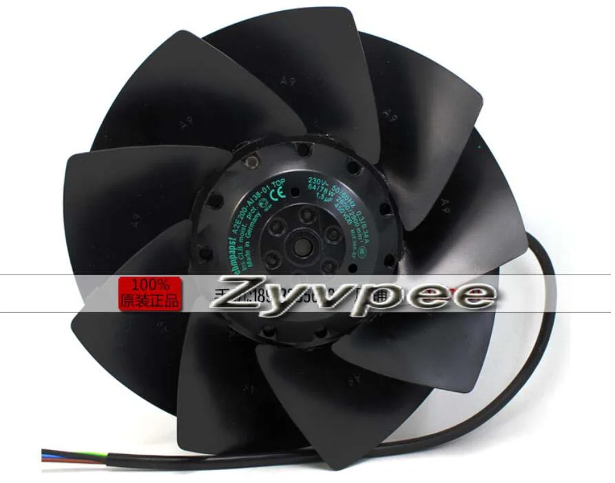 Zyvpee Zyvpee A2E200-AI38-01 200mm 230Vac 50/60Hz IP44 4-wire AC axial industrial cooling fan — product photo