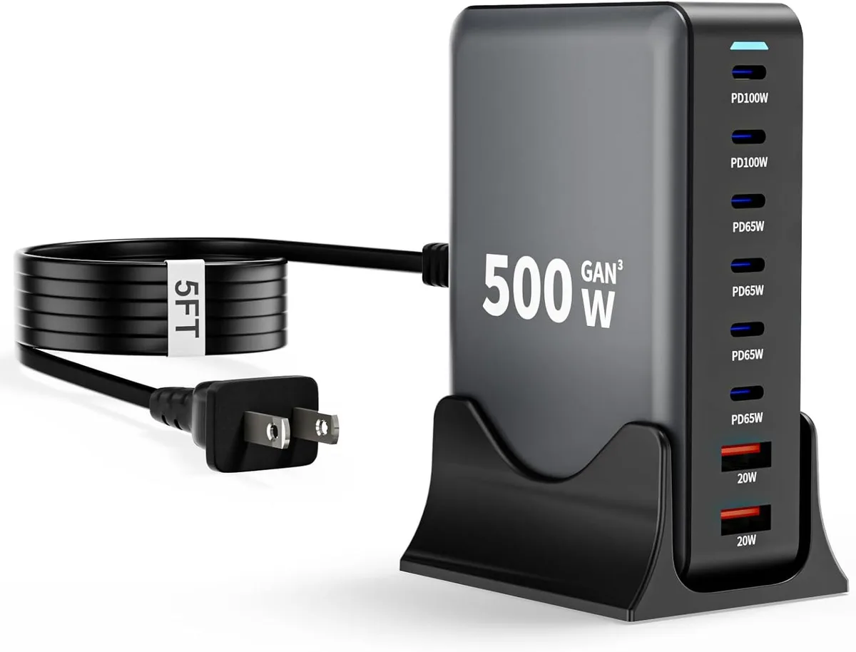 MCHOSE MCHOSE 500W GaN 8-Port USB-C Charging Station Black — product photo