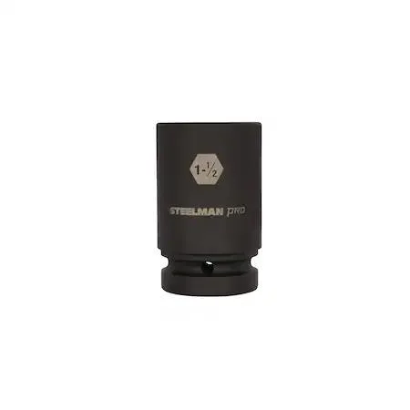 Black deep impact socket, 1 inch drive, six point, laser etched markings