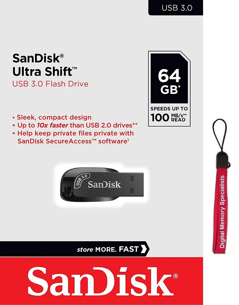 SanDisk SanDisk Ultra Shift USB 3.0 64GB SDCZ410-064G-G46 USB flash drive — product photo