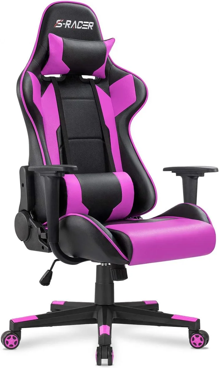 PISKEKAT PISKEKAT Office Equipment Purple Gaming Chair 300lb 90-180° Recline — product photo