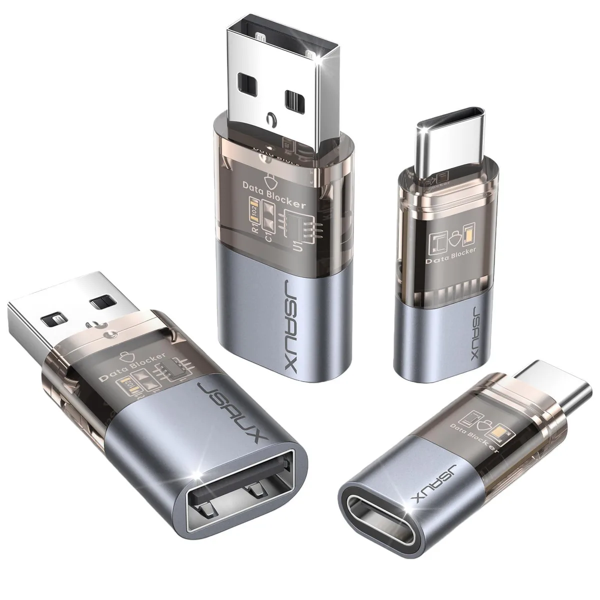 JSAUX DC0008 USB Data Blocker 4-Pack Grey Type A C — product photo