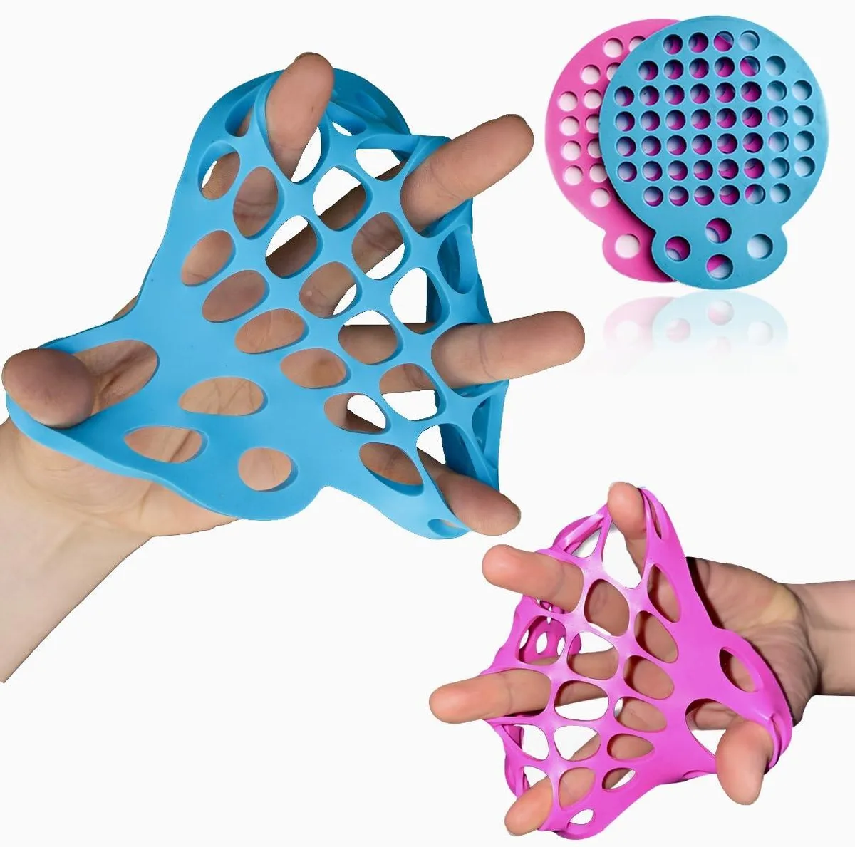Two black silicone finger stretcher webs, flexible and lightweight