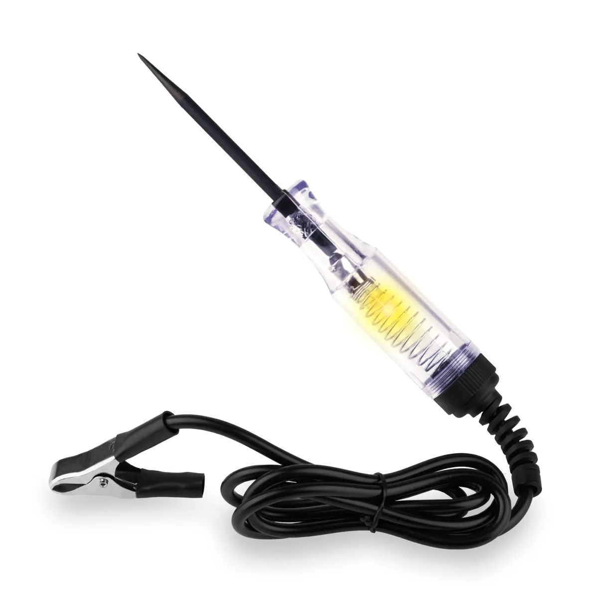 Hand-held circuit tester with 39in lead and alligator clip