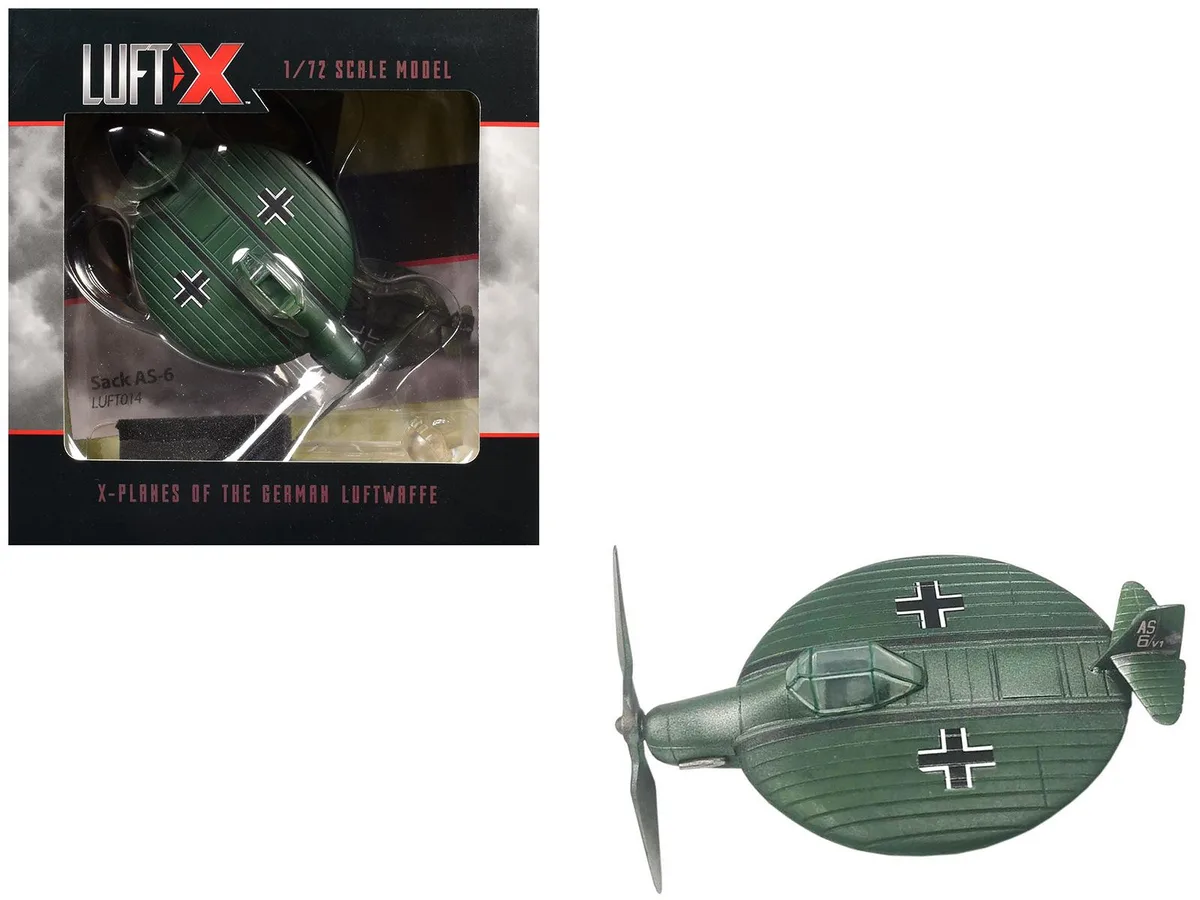 Small 1/72 scale German Luftwaffe Sack AS-6 prototype airplane model on display stand