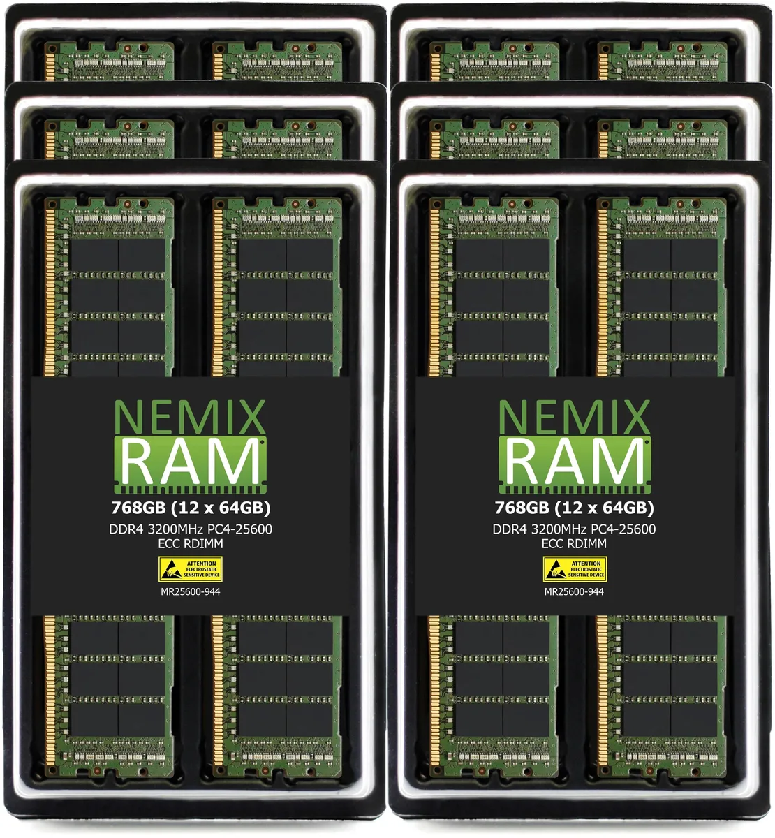 NEMIX RAM NEMIX RAM 768GB (12x64GB) DDR4 3200 PC4-25600 4Rx4 CL22 ECC RDIMM THINKMATE Server Memory Upgrade — product photo