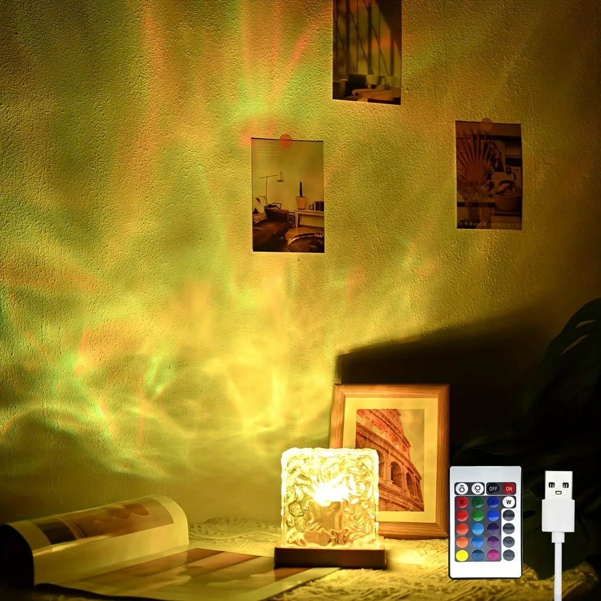 Compact white cube projector with rounded edges, 4.2 inches wide