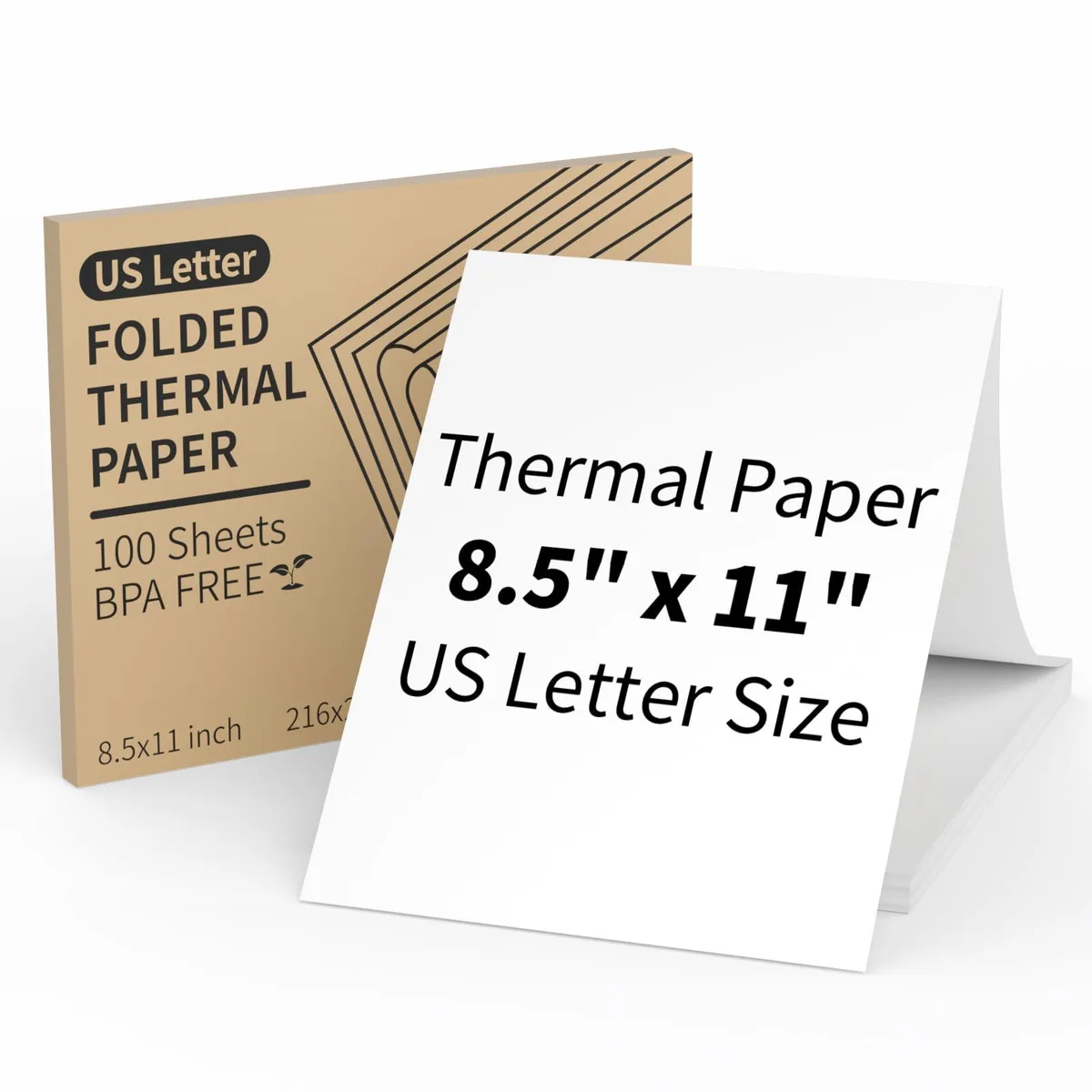  8.5 x 11 Thermal Paper 100 Sheets White Smooth — product photo