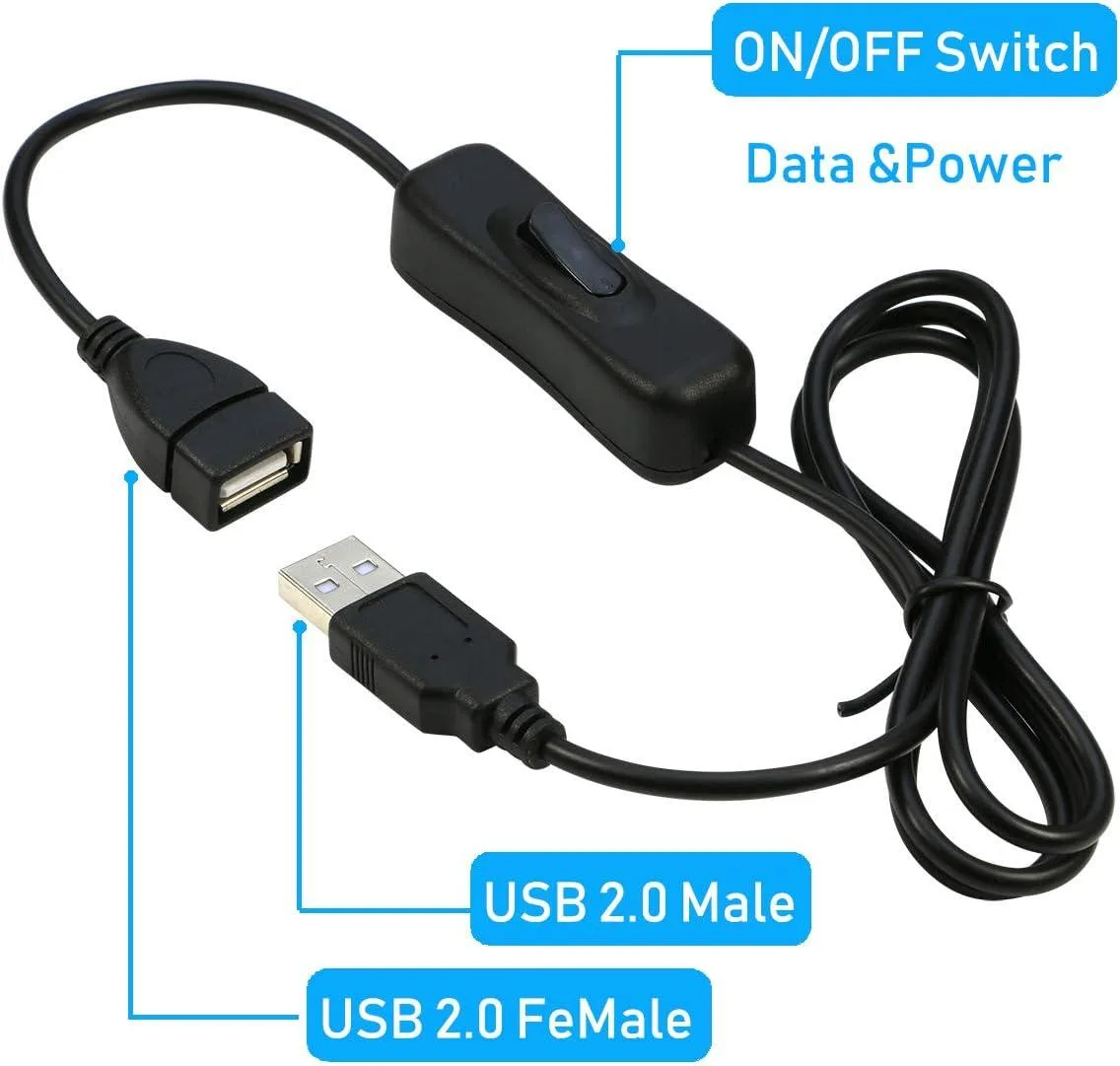 AJMRTC AJMRTC 2 Pack 3.3ft USB A Male to Female Extension Cable with On Off Switch — product photo