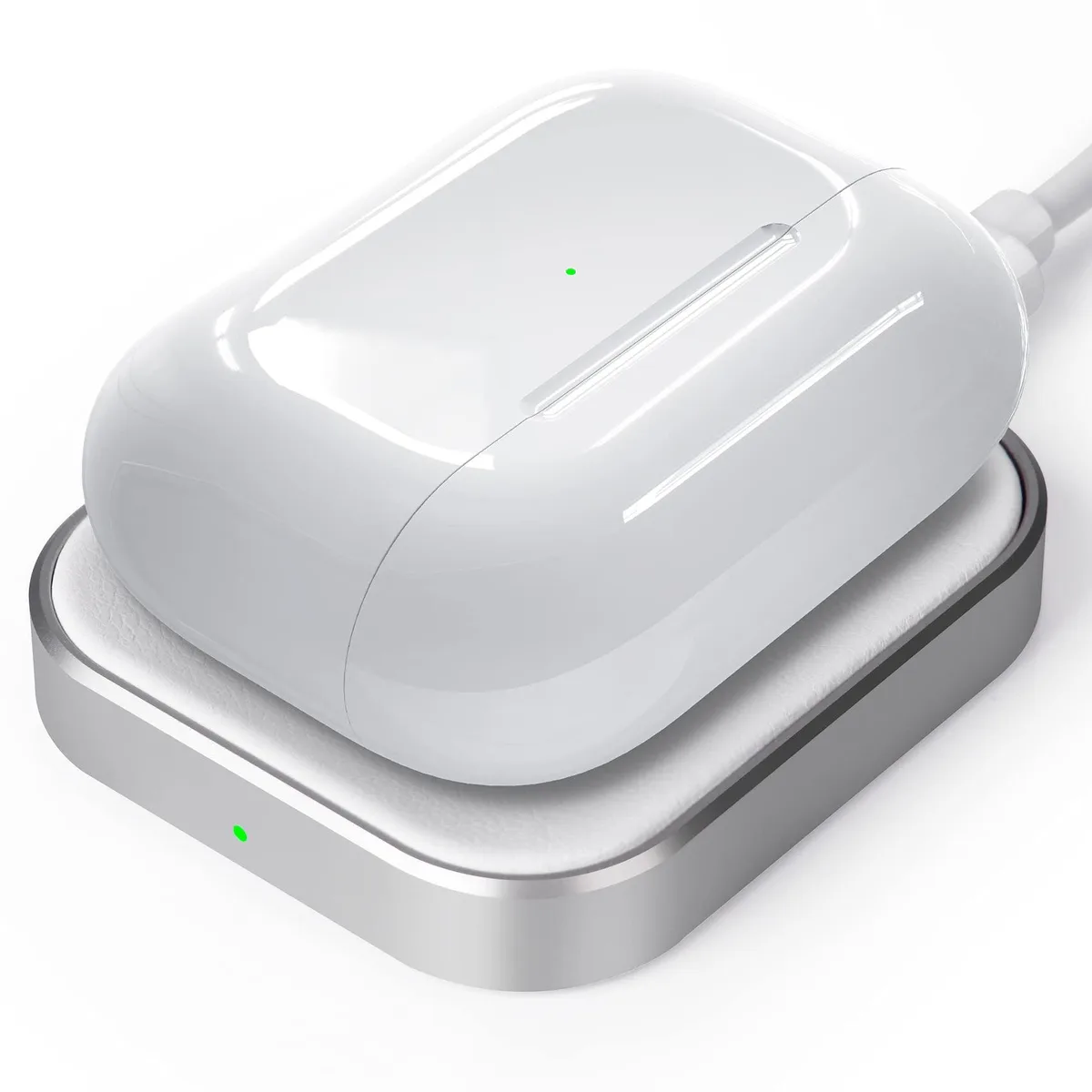  Miroddi HD21-2 USB-C wireless charger for AirPods Pro 1/2/3, AirPods 2/3/4 ANC, white, 10 V 3 A, 0.38 in — product photo